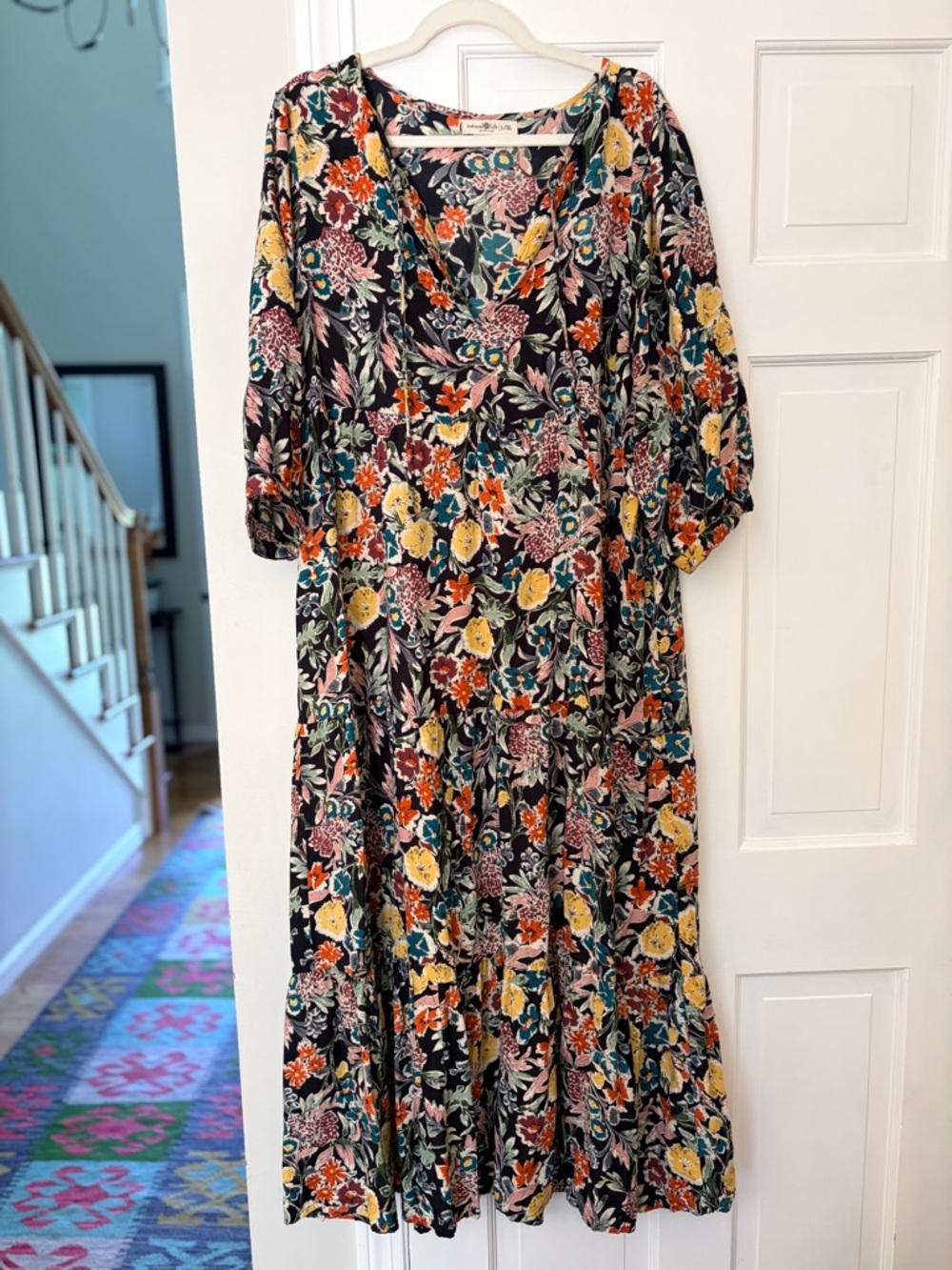 NATURAL LIFE Black Floral Maxi Dress with Yellow & Red Flowers - Picture 3 of 6